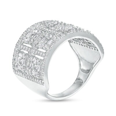 Sterling Silver CZ Multi-Shape Bold Ring - Size 10