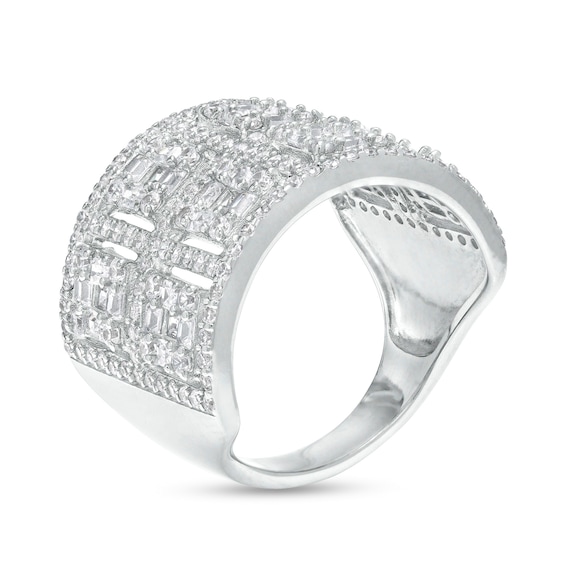 Sterling Silver CZ Multi-Shape Bold Ring - Size 10