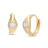Thumbnail Image 1 of 3mm Cubic Zirconia Solitaire Curved Huggie Hoop Earrings in 10K Gold