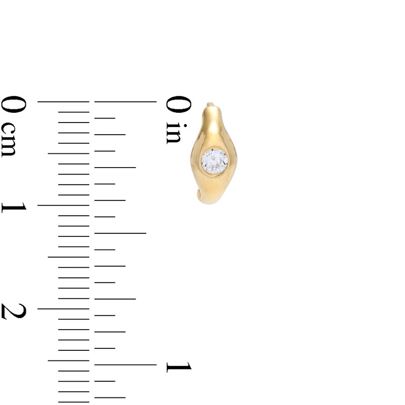 Main Image 2 of 3mm Cubic Zirconia Solitaire Curved Huggie Hoop Earrings in 10K Gold