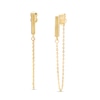 Thumbnail Image 1 of Diamond-Cut Vertical Bar with Chain Front/Back Earrings in 10K Gold