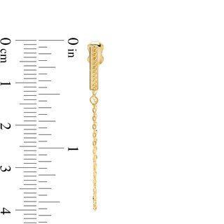 Diamond-Cut Vertical Bar with Chain Front/Back Earrings in 10K Gold