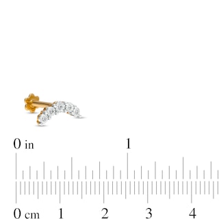 14K Gold Diamond Accent Curved Five Stone Stud - 18G 5/16"