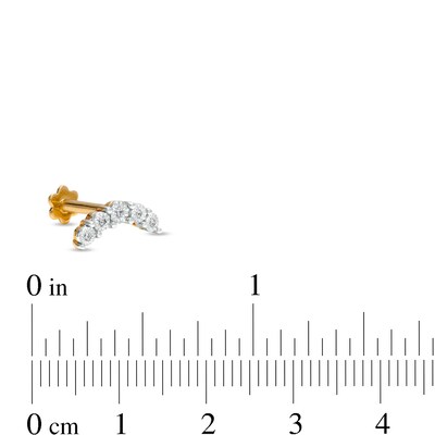 14K Gold Diamond Accent Curved Five Stone Stud - 18G 5/16"