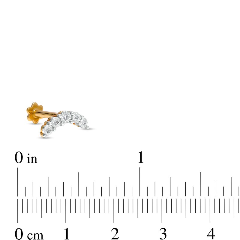 Main Image 2 of 14K Gold Diamond Accent Curved Five Stone Stud - 18G 5/16"