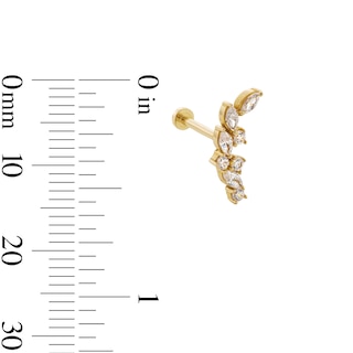 14K Semi-Solid Gold CZ Marquise and Round Scatter Crawler Stud - 18G 5/16"