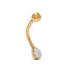 Thumbnail Image 1 of 14K Solid Gold Diamond Accent Pear-Shaped Curved Barbell - 16G 5/16"