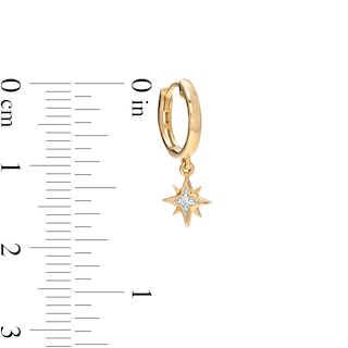14K Gold Diamond Accent Star Dangle Hoop - 18G 5/16"