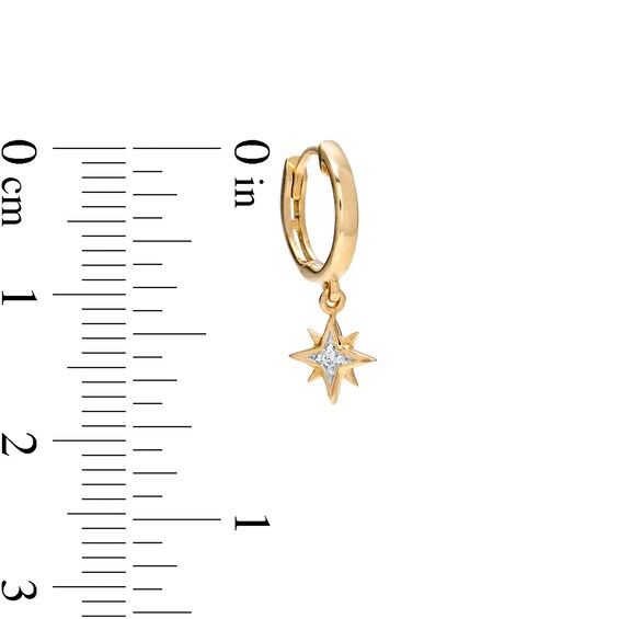 14K Gold Diamond Accent Star Dangle Hoop - 18G 5/16"
