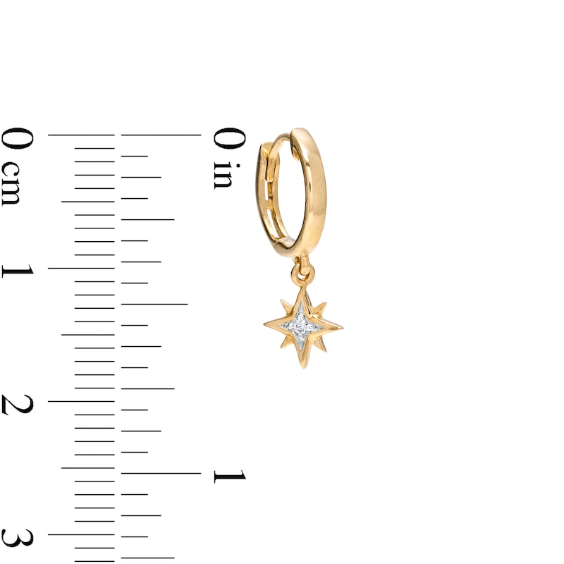 14K Gold Diamond Accent Star Dangle Hoop - 18G 5/16"