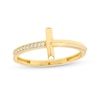 Thumbnail Image 1 of Cubic Zirconia Sideways Cross Ring in 10K Gold – Size 7