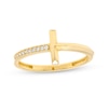 Thumbnail Image 0 of Cubic Zirconia Sideways Cross Ring in 10K Gold – Size 7