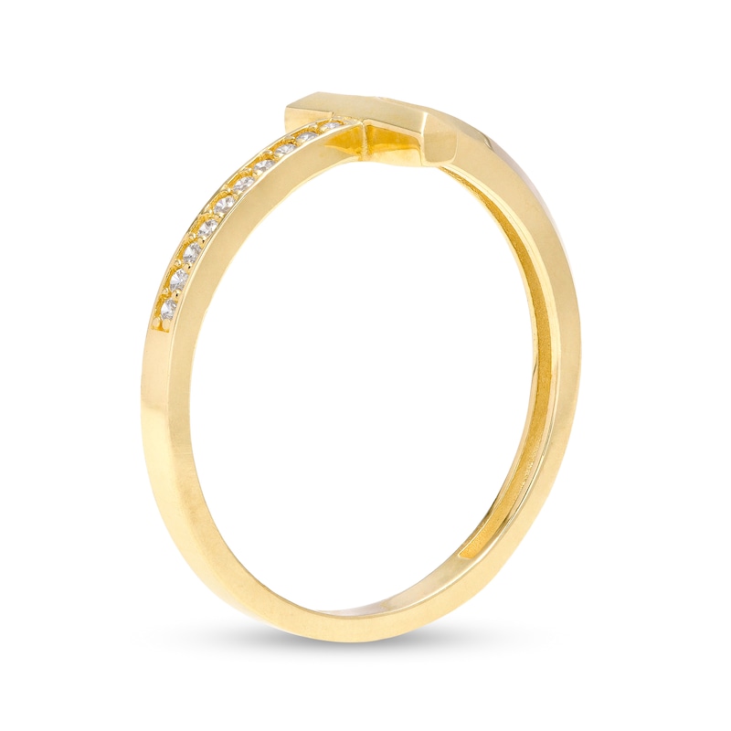 Cubic Zirconia Sideways Cross Ring in 10K Gold – Size 7