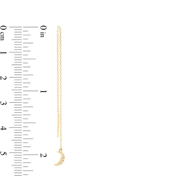 Cubic Zirconia Crescent Moon Threader Earrings in 10K Gold