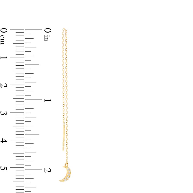 Main Image 2 of Cubic Zirconia Crescent Moon Threader Earrings in 10K Gold