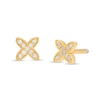 Thumbnail Image 1 of Cubic Zirconia Beaded Frame "X" Stud Earrings in 10K Gold