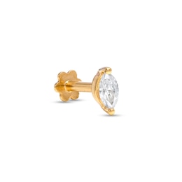 14K Semi-Solid Gold CZ Marquise Solitaire Stud - 18G 5/16&quot;