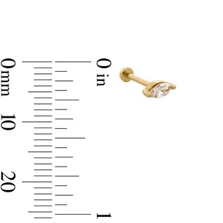 14K Semi-Solid Gold CZ Marquise Solitaire Stud - 18G 5/16"