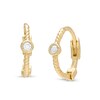 Thumbnail Image 1 of Cubic Zirconia Solitaire Rope-Textured Huggie Hoop Earrings in 10K Gold