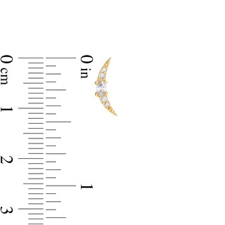 Oval and Round Cubic Zirconia Crescent Moon Stud Earrings in 10K Gold