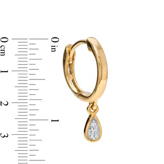 14K Gold Diamond Accent Pear-Shaped Dangle Hoop  - 18G 5/16"