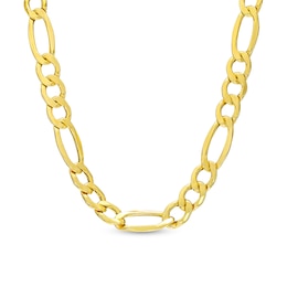 Made in Italy 7.2mm Mid-Air Beveled Figaro Chain Necklace in 10K Semi-Solid Gold - 22&quot;