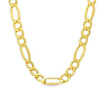 Made in Italy 7.2mm Mid-Air Beveled Figaro Chain Necklace in 10K Semi-Solid Gold - 22"
