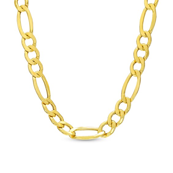 Made in Italy 7.2mm Mid-Air Beveled Figaro Chain Necklace in 10K Semi-Solid Gold - 22"