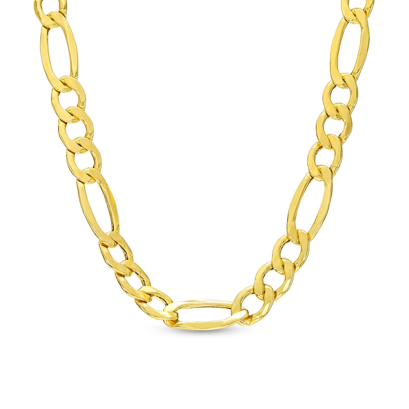 Made in Italy 7.2mm Mid-Air Beveled Figaro Chain Necklace in 10K Semi-Solid Gold - 22"