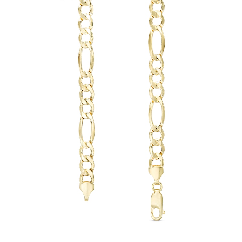 Main Image 2 of Made in Italy 7.2mm Mid-Air Beveled Figaro Chain Necklace in 10K Semi-Solid Gold - 22&quot;