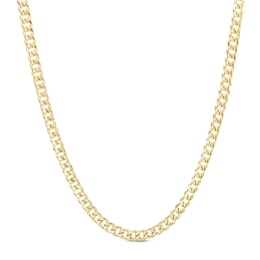 10K Semi-Solid Gold Miami Curb Chain Made in Italy - 22&quot;