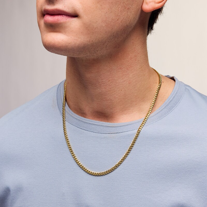 10K Semi-Solid Gold Miami Curb Chain - 22"