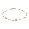 Thumbnail Image 1 of Puffy Heart Curb Chain Station Anklet in 10K Solid Gold - 9"