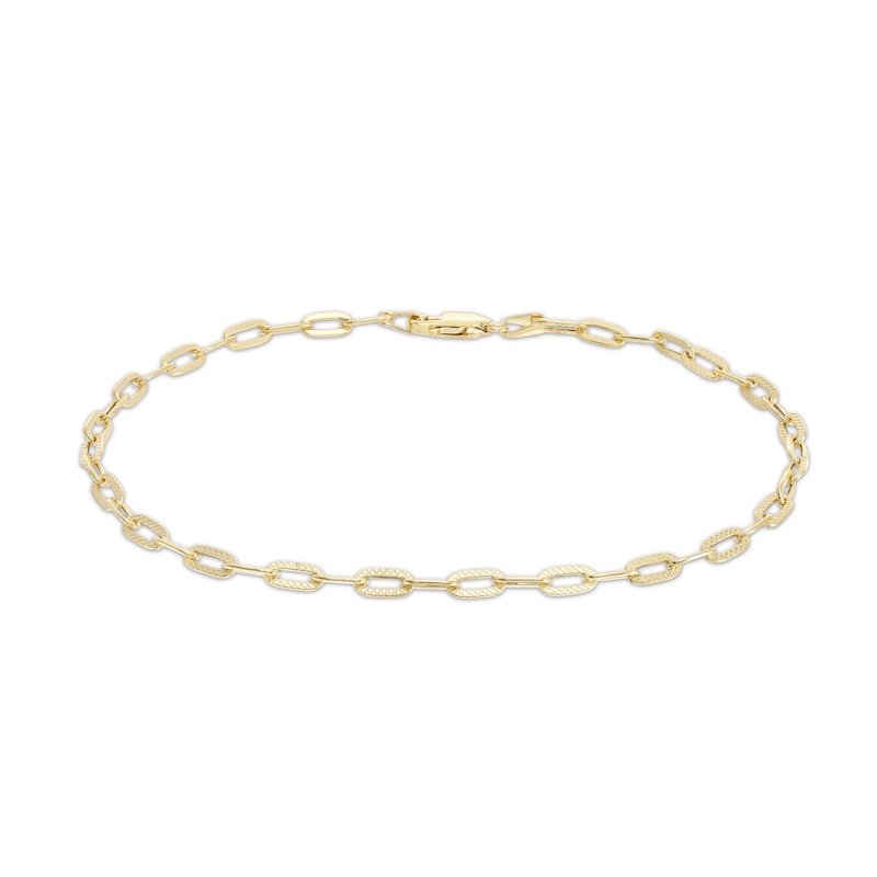 Made in Italy 3.10mm Paper Clip Chain Anklet in 10K Semi-Solid Gold - 9"