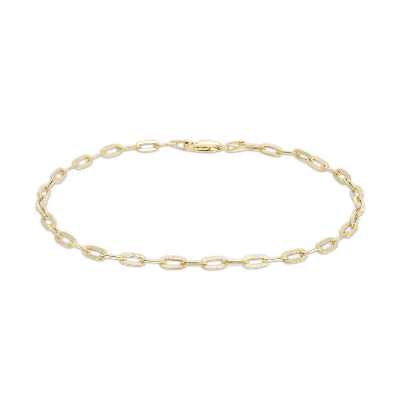 Main Image 1 of Made in Italy 3.10mm Paper Clip Chain Anklet in 10K Semi-Solid Gold - 9"