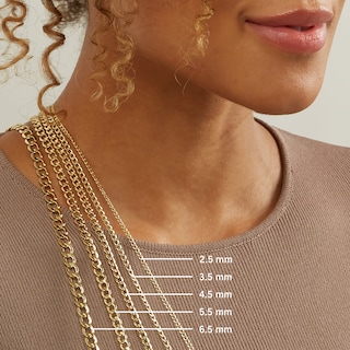 10K Semi-Solid Gold Diamond-Cut Round Curb Chain - 20"