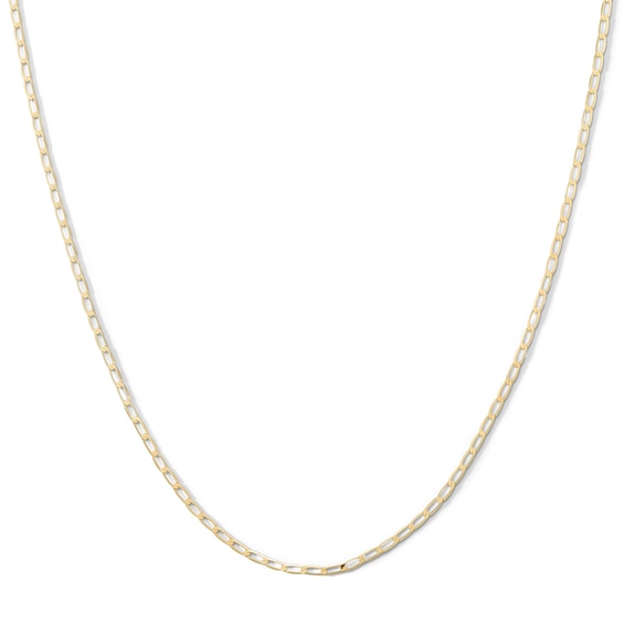 10K Solid Gold Light Diamond-Cut Curb Chain Made in Italy - 18"