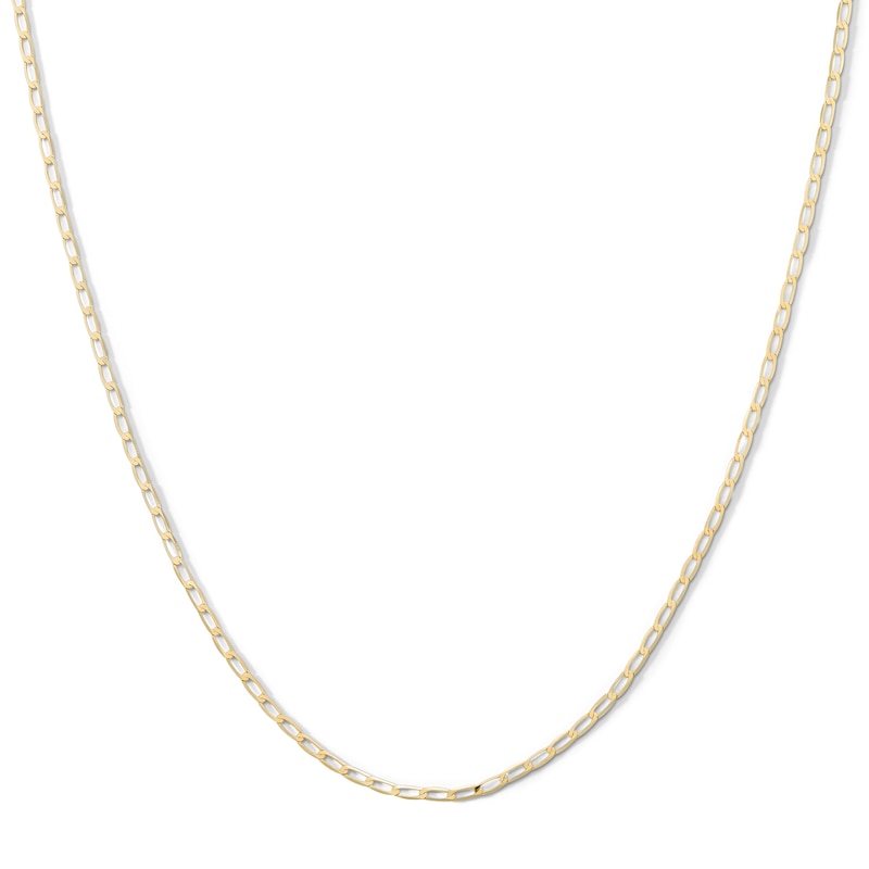 10K Solid Gold Light Diamond-Cut Curb Chain Made in Italy - 18"
