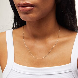 10K Solid Gold Light Diamond-Cut Curb Chain Made in Italy - 18"