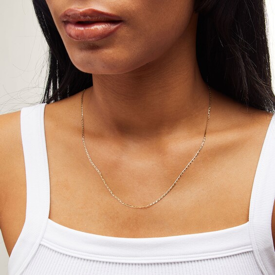 10K Solid Gold Light Diamond-Cut Curb Chain Made in Italy - 18"