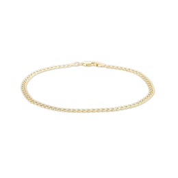 Made in Italy 3.3mm Diamond-Cut Round Curb Chain Anklet in 10K Semi-Solid Gold - 9&quot;