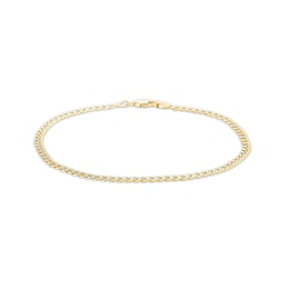 10K Semi-Solid Gold Diamond-Cut Round Curb Chain Anklet - 9&quot;
