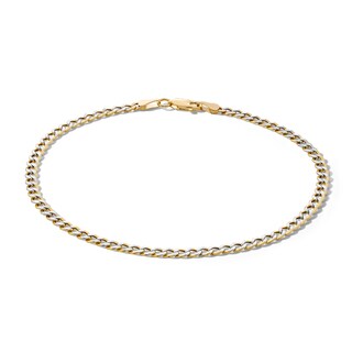 10K Semi-Solid Gold Diamond-Cut Round Curb Chain Anklet - 9"