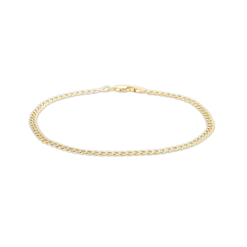 Made in Italy 3.3mm Diamond-Cut Round Curb Chain Anklet in 10K Semi-Solid Gold - 9"