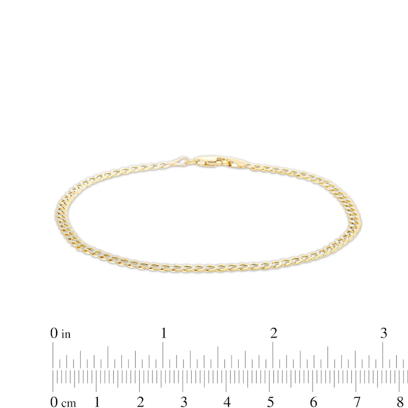 Main Image 2 of 10K Semi-Solid Gold Diamond-Cut Round Curb Chain Anklet - 9"