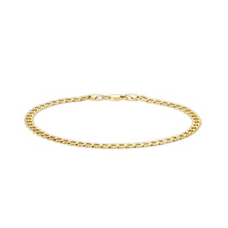 10K Hollow Gold Beveled Curb Chain Anklet Made in Italy