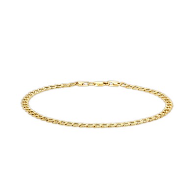 10K Hollow Gold Beveled Curb Chain Anklet Made in Italy