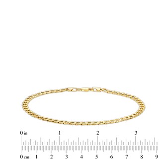 10K Hollow Gold Beveled Curb Chain Anklet Made in Italy