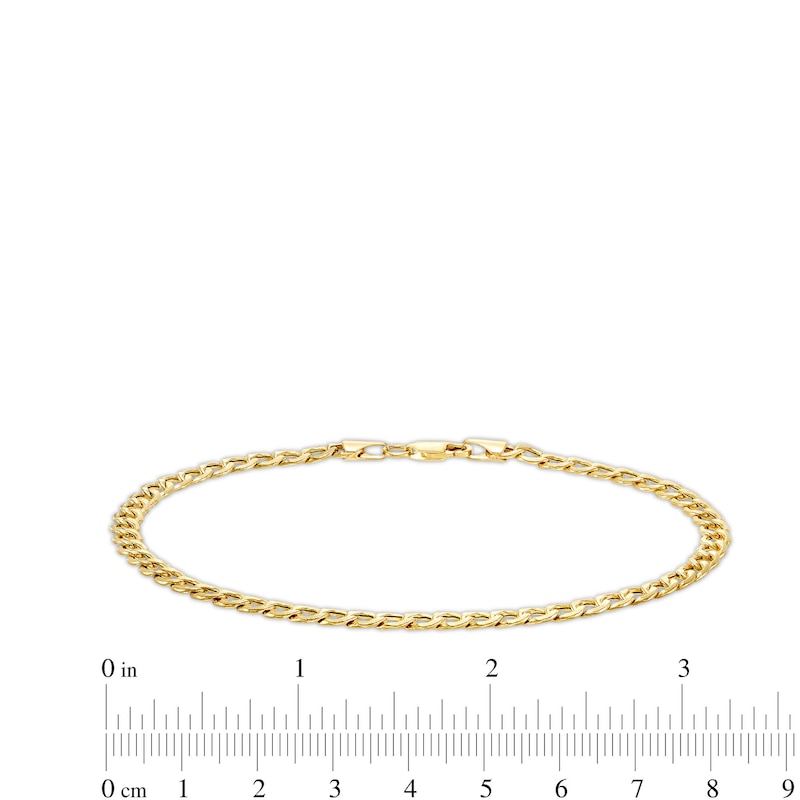 Main Image 2 of 10K Hollow Gold Beveled Curb Chain Anklet Made in Italy