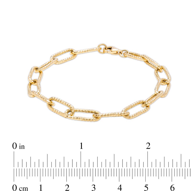 Main Image 2 of Made in Italy Diamond-Cut Paper Clip Link Chain Bracelet in 10K Hollow Gold - 7.5"